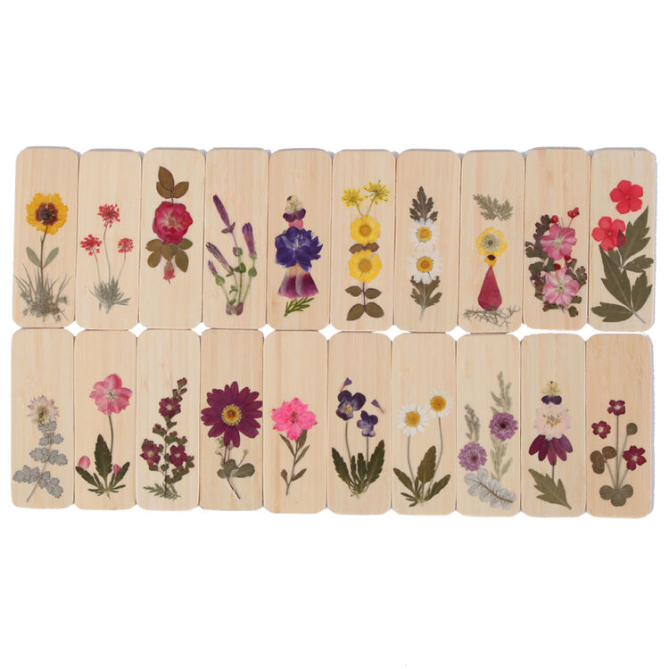 鲜花 压花手工批发定制 干花 押花书签 真花竹子书签 1#书签(带流苏)