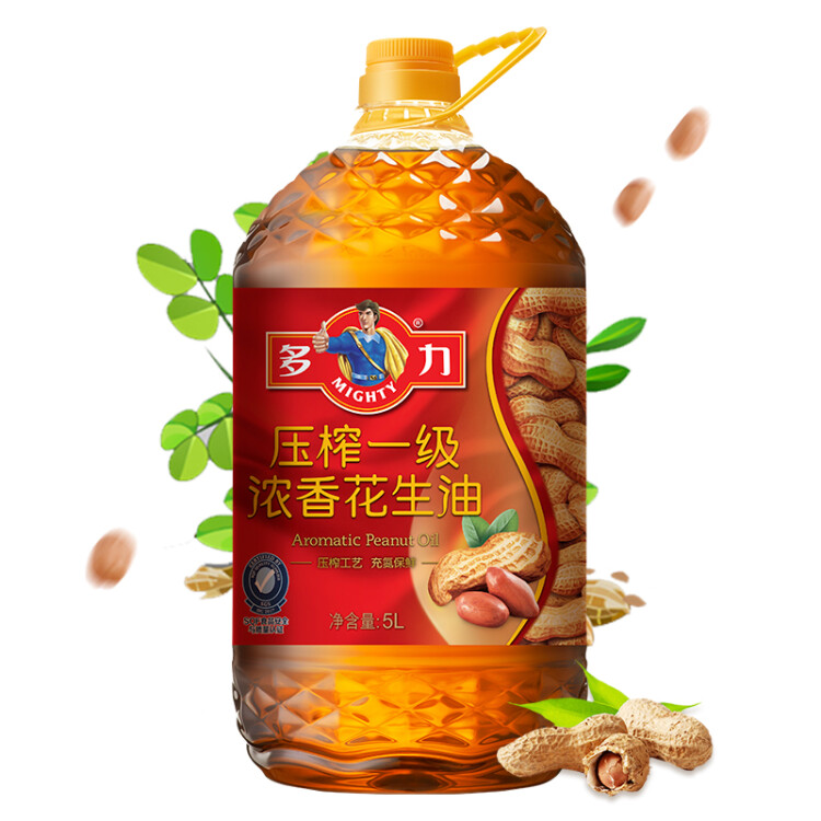 多力【張若昀同款】壓榨一級(jí)濃香花生油5L 食用油 光明服務(wù)菜管家商品