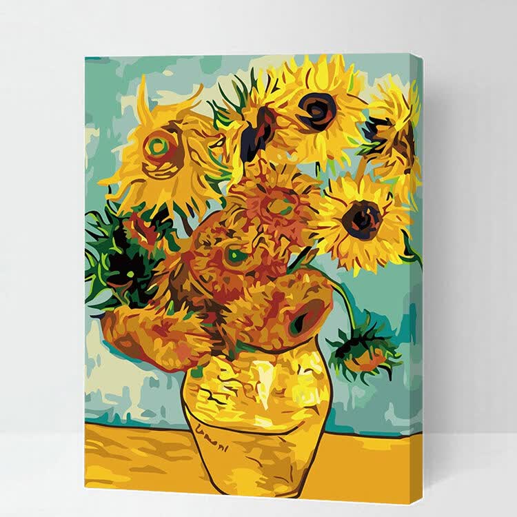 十三家造 diy数字油画风景手绘实木内框儿童礼品数字油画 梵高1向日葵