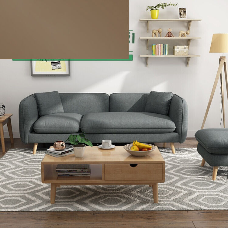 现代简约客厅小户型双三人沙发日式北欧卧室组合新布艺3位工 青灰色