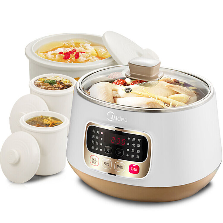 美的(midea) 电炖锅 电炖盅 煲汤锅 隔水炖 双炖锅煲汤煮粥锅 白瓷三