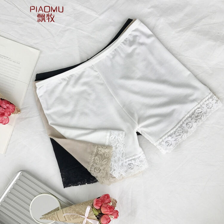 新款韩风蕾丝防走光安全裤女打底裤夏薄款短裤可外穿 透明 1051白色