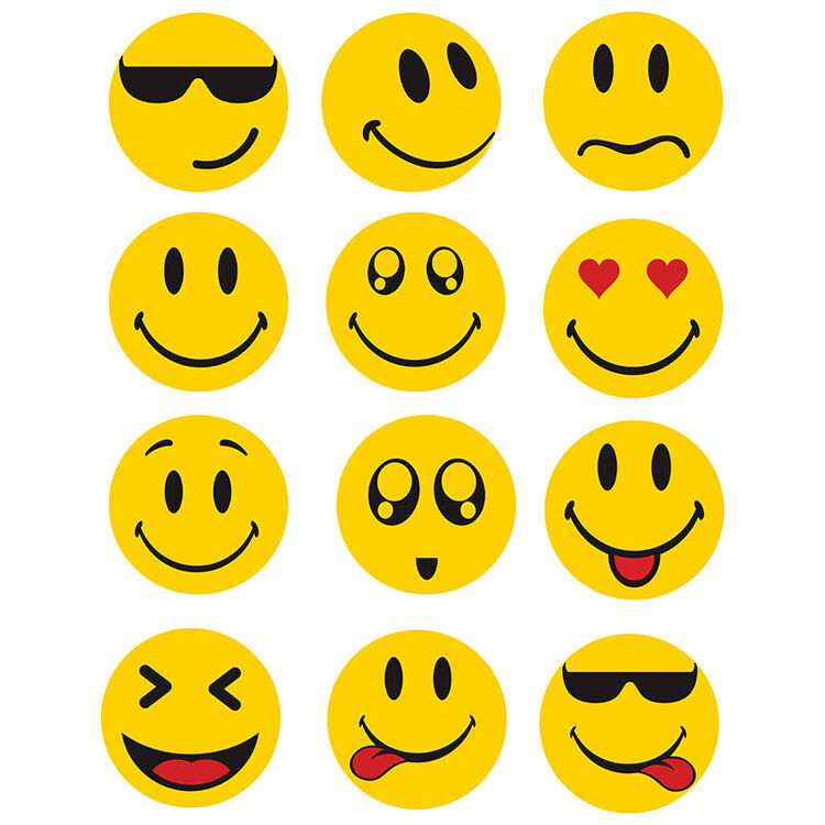 忆美特墙贴 儿童房笑脸贴纸 办公室emoji表情贴画 头像装饰贴 直径11
