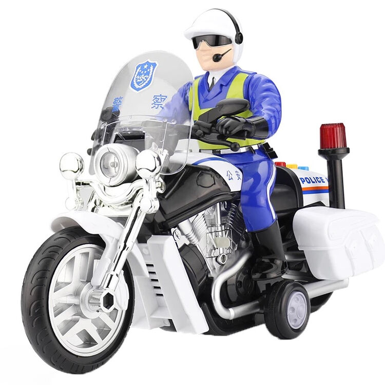 儿童大号惯性玩具警车仿真摩托警车男孩宝宝灯光音乐故事玩具车 会讲