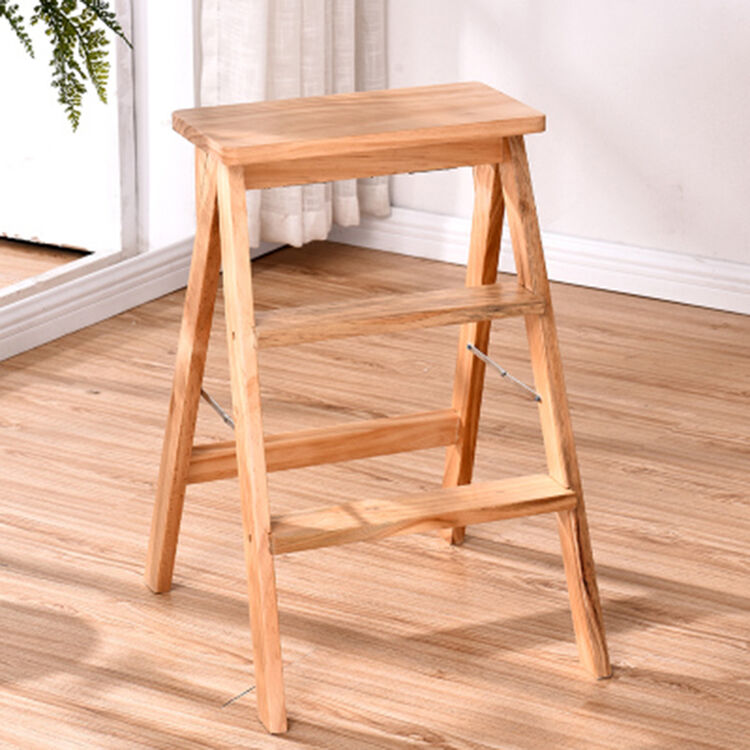 实木折叠梯凳多功能家用二步三步登高凳现代厨房便携两用凳 原木色