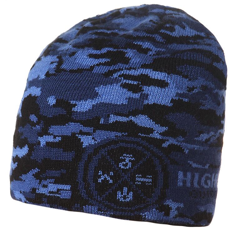 highrock天石 户外秋冬保暖防寒帽子男女款针织帽 蓝迷彩色