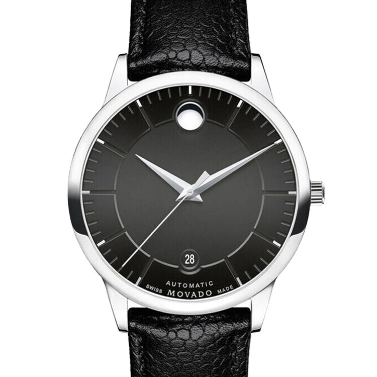 瑞士摩凡陀movado手表瑞动系列自动机械男表 皮带39.5直径黑盘0607019