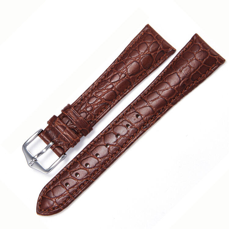 海奕施(hirsch)表带鳄鱼纹意大利小牛皮各品牌男女手表通用表带棕色棕