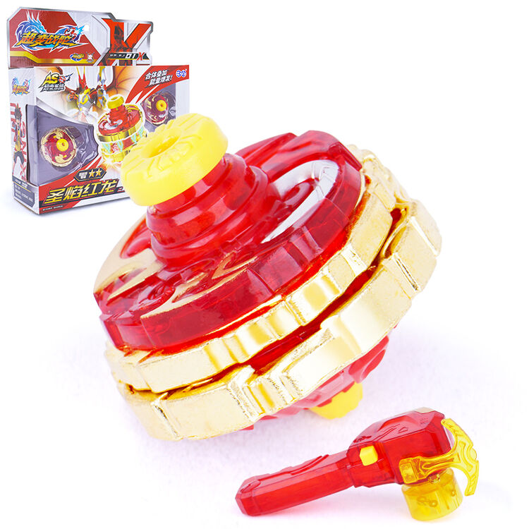 三宝超变战陀陀螺玩具儿童拉线男孩二星升级版圣焰红龙战斗盘套装 2星