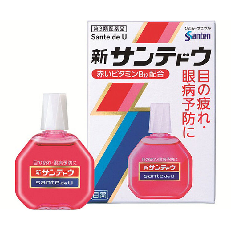 日本参天santen清凉眼药水缓解疲劳模糊滴眼液 sante de u α红瓶