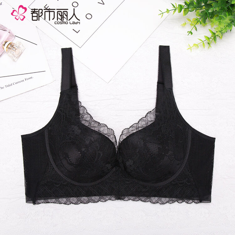 都市丽人聚拢文胸女式中模杯软钢圈深v性感聚拢内衣2b7519黑色75a