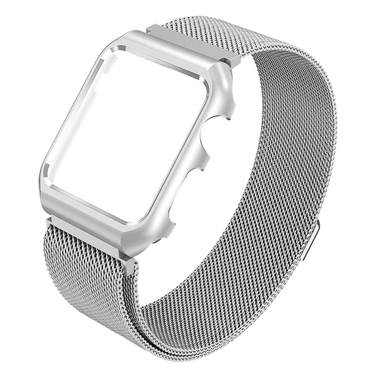watch1/2/3表带iwatch不锈钢米兰尼斯表带男女 升级版-银色 38mm