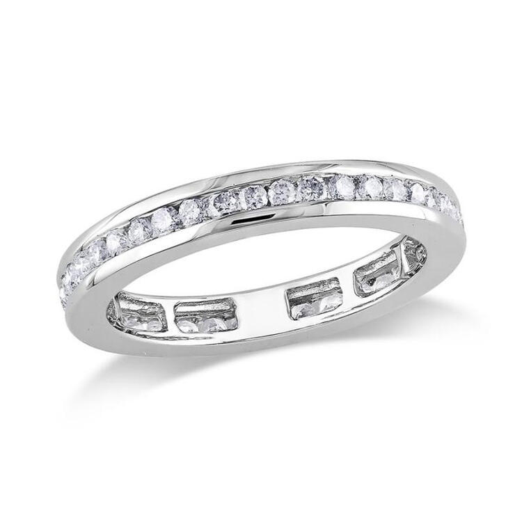 全球购 4/5 ct 钻石 tw eternity 戒指 14k 白金 gh i1;i2