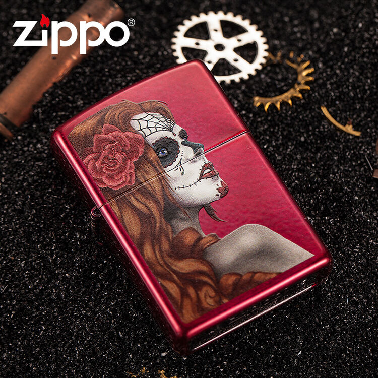 美国原装zippo防风打火机红色墨西哥女郎28830玫红