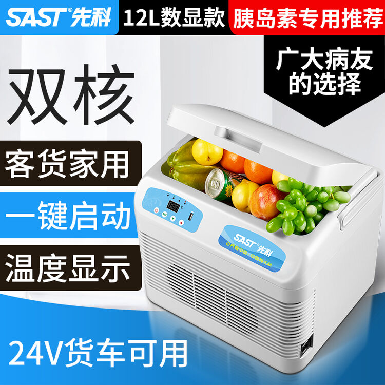 先科sast 12l迷你双核车载冰箱车家两用小型冷暖货车用轿车用家用便携