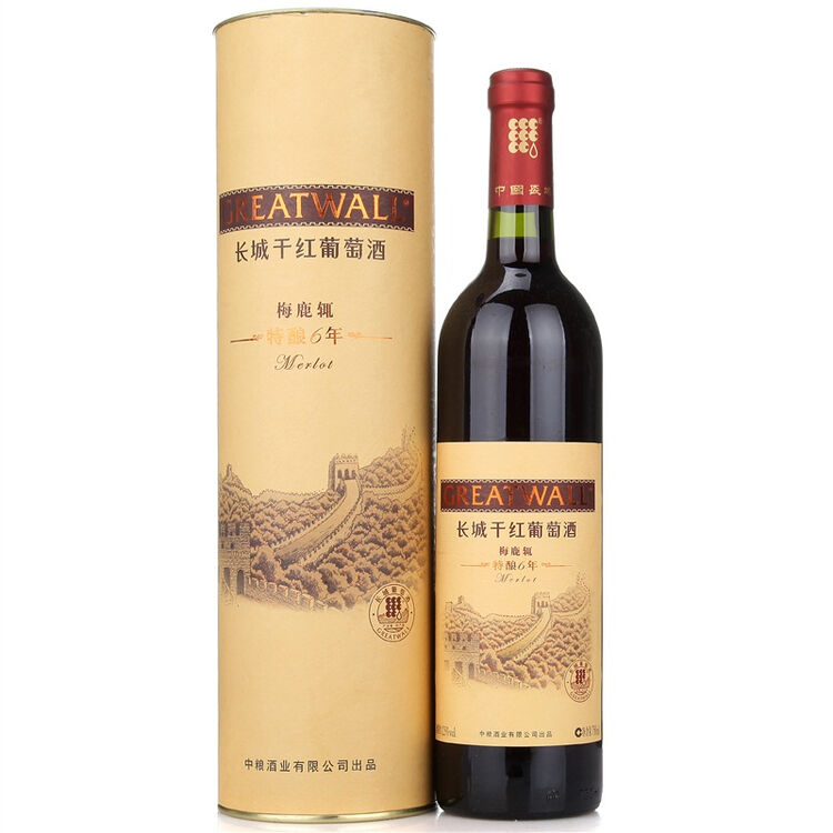 长城特酿6年梅鹿辄干红葡萄酒盒装750ml