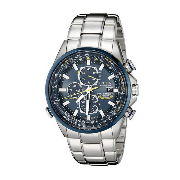 西铁城(citizen) 蓝天使at8020-03l 蓝宝石镜面新款男表万年历皮表带