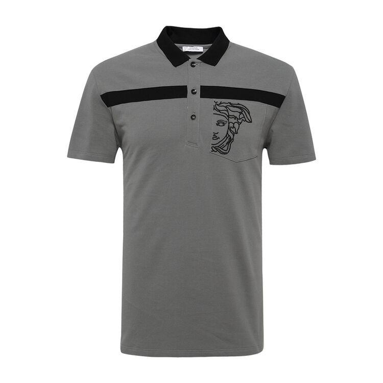 versace范思哲polo衫2018新款商务简约短袖纯棉夏季美杜莎绣花翻领t恤