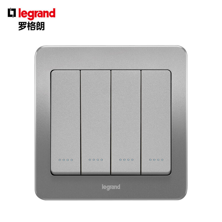 罗格朗(legrand) 罗格朗开关插座面板 逸典醇砂钢四开双控带荧光开关
