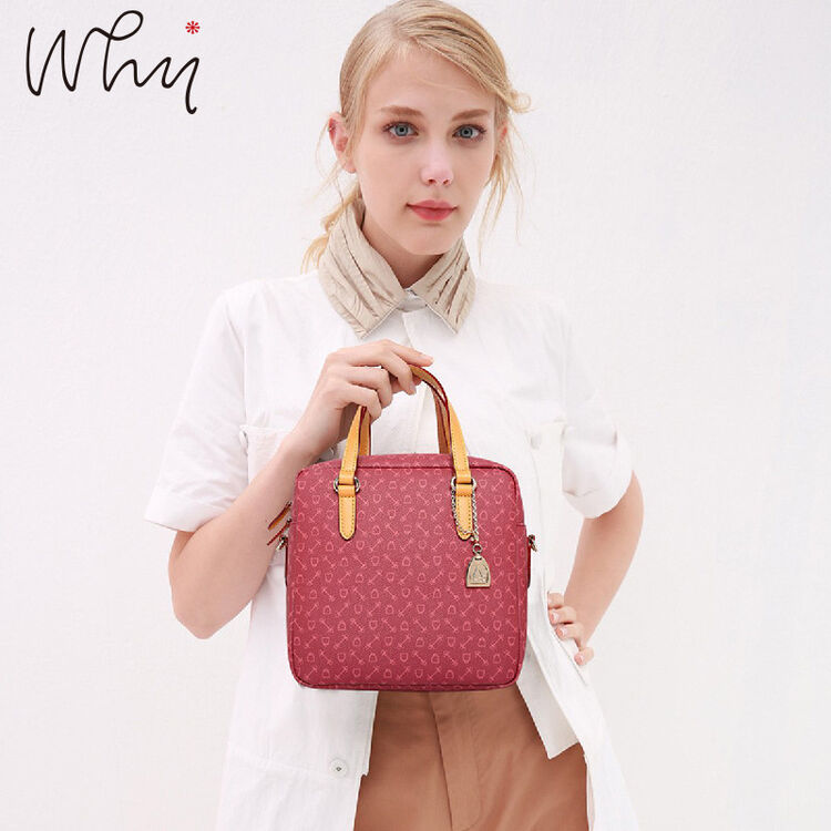 why 简约时尚手提包单肩包斜挎女包 酒红色 均码