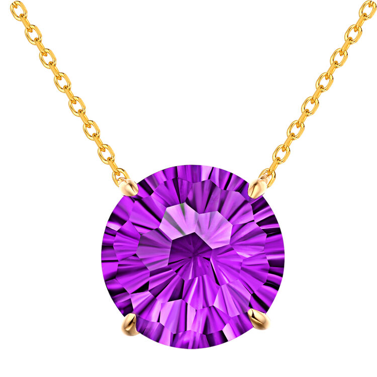 多米丽 18k金吊坠女烟花切工紫水晶金项链女吊坠锁骨链日韩饰品情人节