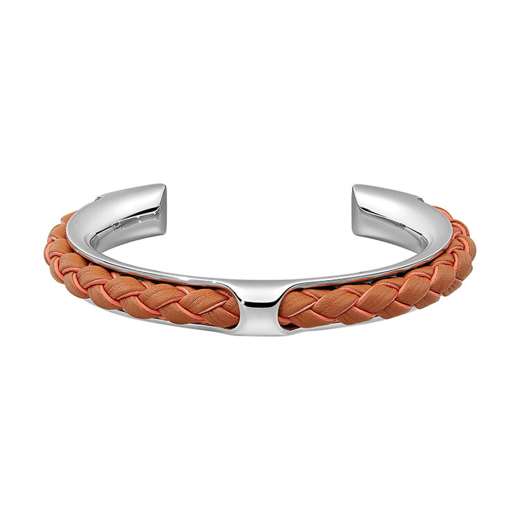 全球购 奢侈品 爱马仕(hermes)新款女士手镯 开口手环 窄版 编织 牛