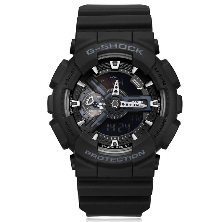卡西欧(casio)手表 g-shock系列超酷双显运动男表 黑色橡胶带ga-110-1