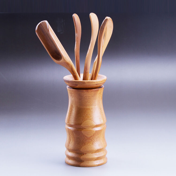 阿特泥 茶道六君子 黑檀竹木茶道 功夫茶具配件套装 实木茶勺 黑檀木