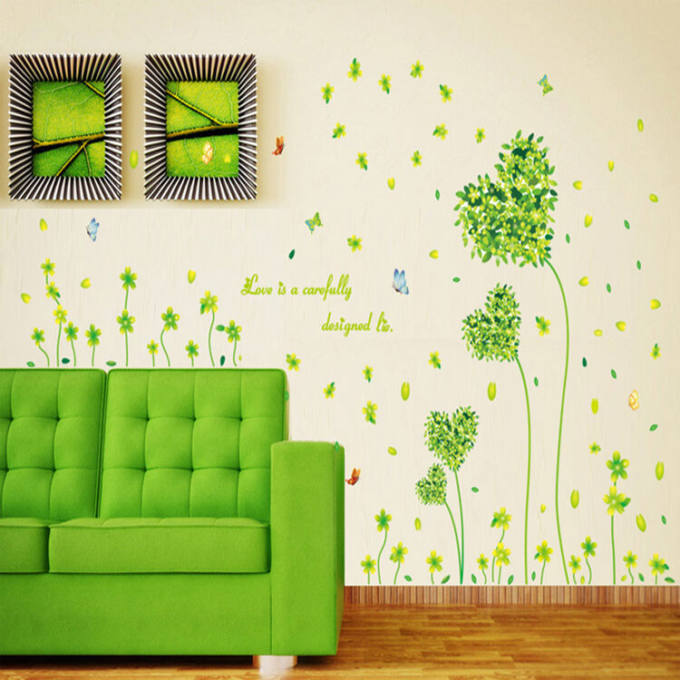 墙贴画墙贴纸幼儿园墙贴饰客厅墙壁贴纸装饰画爱心草背景墙贴7118