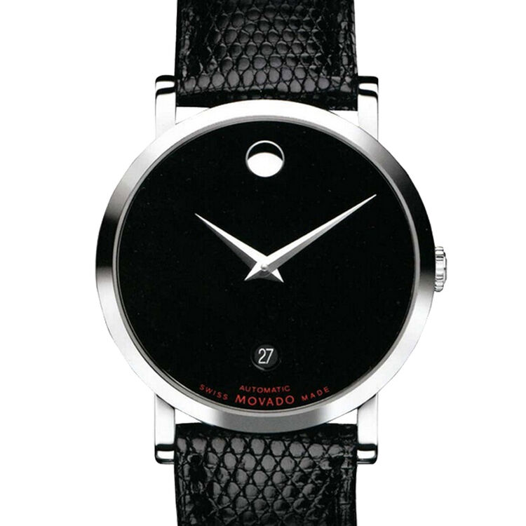 瑞士摩凡陀movado手表瑞红博物馆系列自动机械黑色男表 38mm皮带