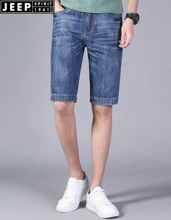 吉普(jeep)牛仔短裤男 男装短裤男士直筒宽松牛仔中裤五分裤男 8020