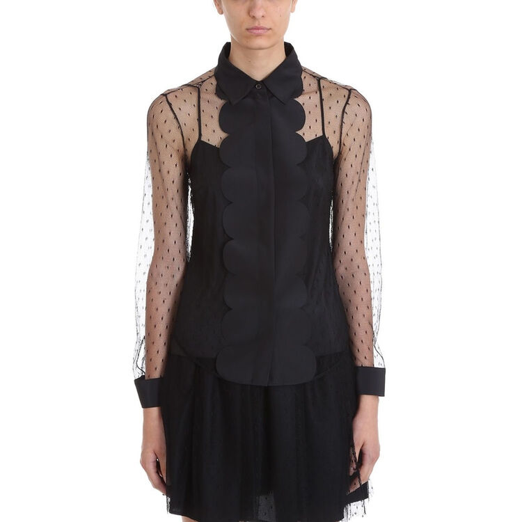 红·华伦天奴/女装 plumetis 黑色薄纱衬衫 86248 图片色 40