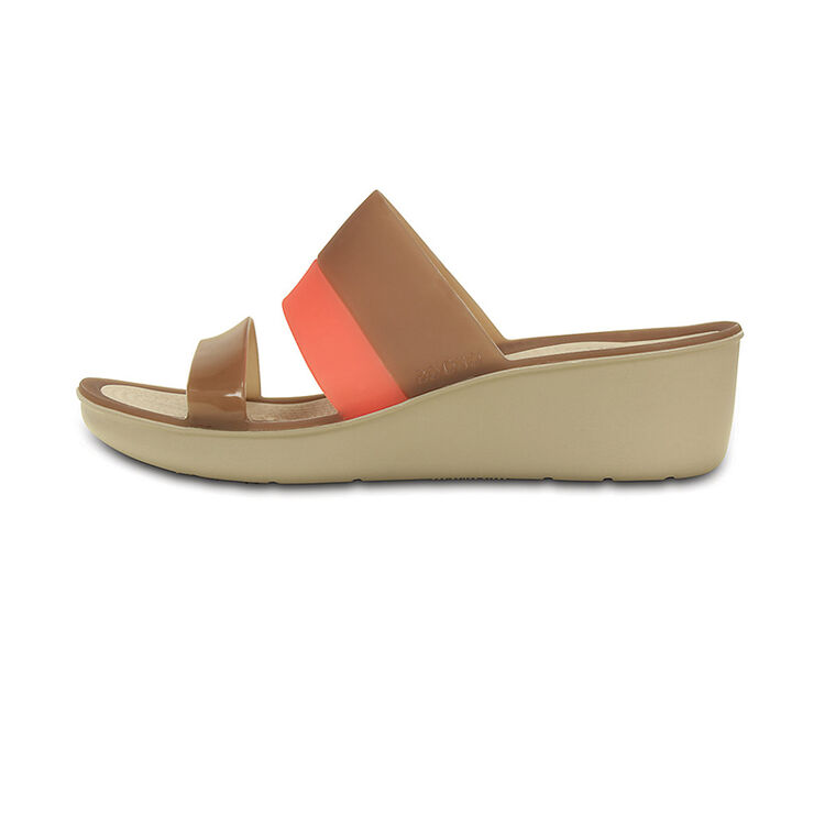 crocs卡骆驰休闲女鞋 女士色彩布骆格亮透小坡跟凉鞋/200031 古铜-854