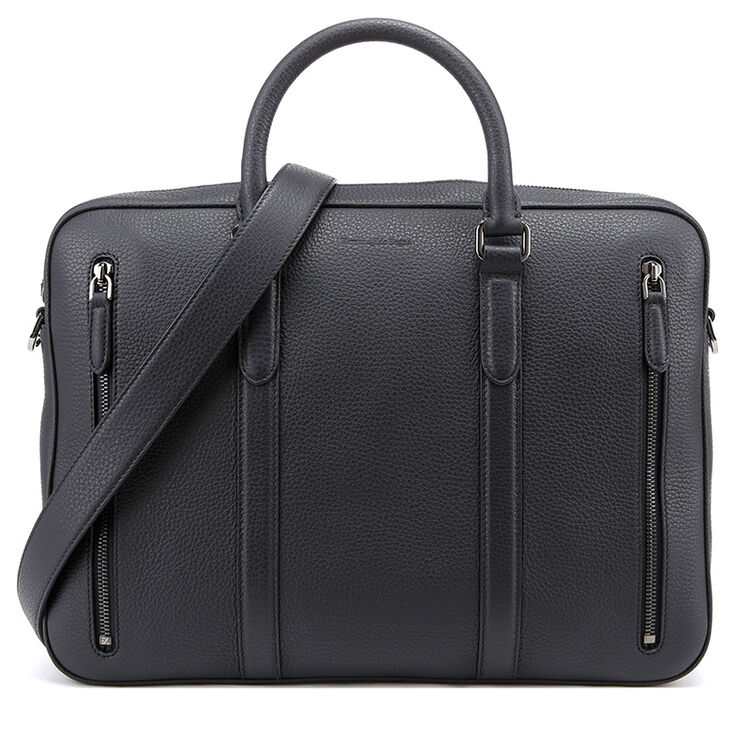 ermenegildo zegna 杰尼亚 18春夏新款 男士黑色牛皮手提斜跨公文包 c