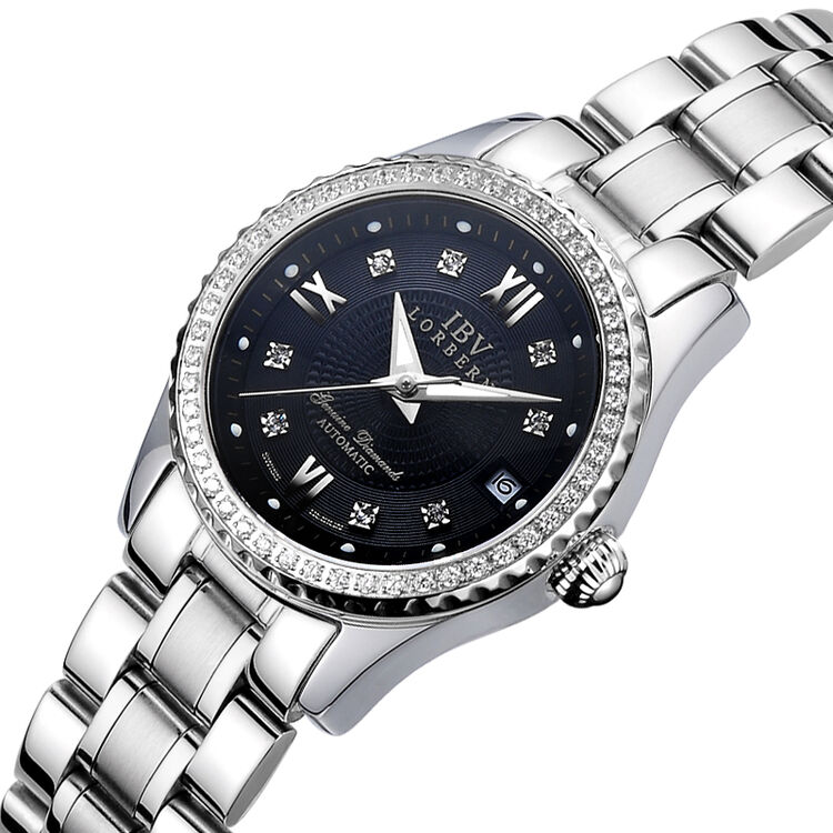 【视频看货】路宝(ibv)女士手表机械女表全自动时尚简约水钻时装表