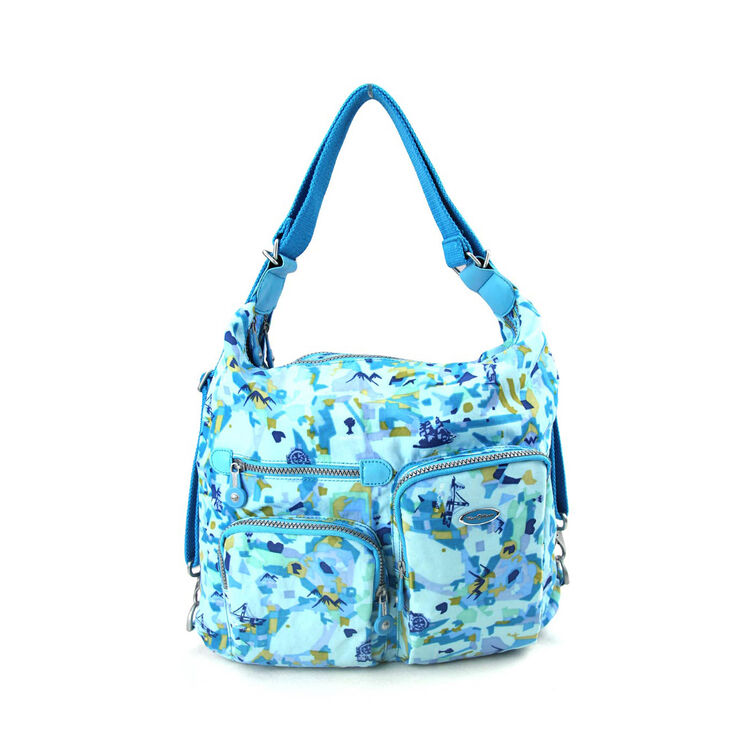 威尔逊印花休闲女士单肩包欧美时尚布包孕妇包妈妈大包2300711浅水蓝