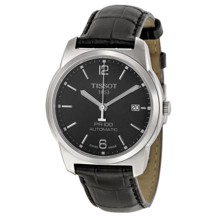 全球購 天梭 tissot pr100 黑色 錶盤 自動機械 男士手錶 t04940716