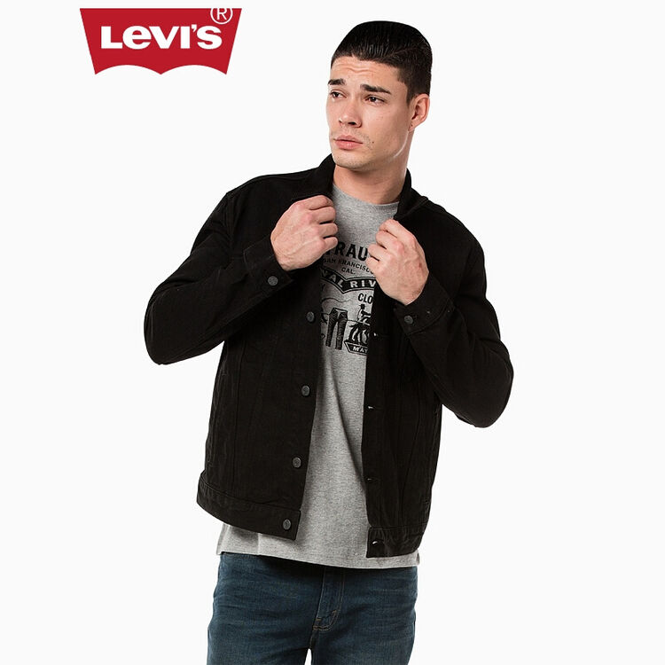 levis李维斯男士翻领纯棉牛仔夹克外套72334-0144levis 黑色 m