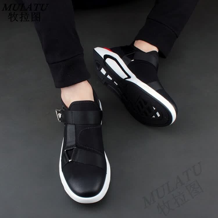 靴子高帮鞋男韩版时尚潮流牛皮短靴运动鞋板鞋子 黑色 38【图片 价格