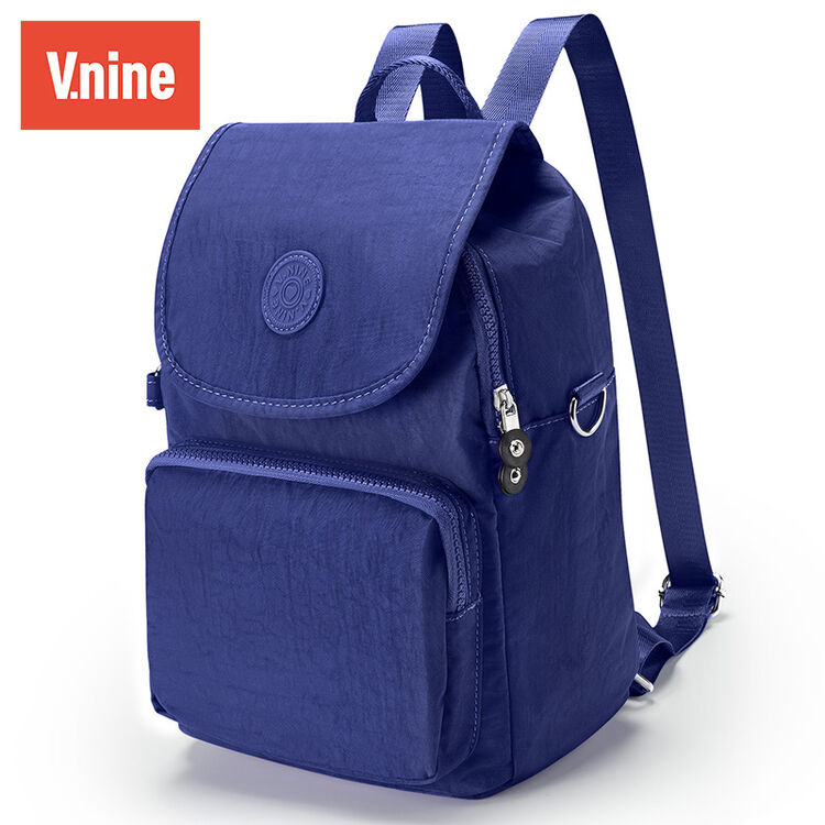 第九城(vnine)女士双肩包休闲男女背包大容量简约时尚情侣书包多功能