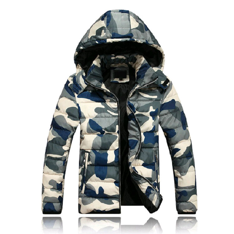 尼纳里奇韩版时尚休闲男士迷彩棉衣外套jp225835迷彩深蓝色xxxxl