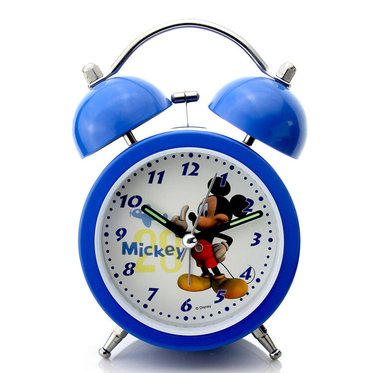 迪士尼闹钟 夜光静音经典卡通打铃小闹钟 创意闹钟 米奇蓝