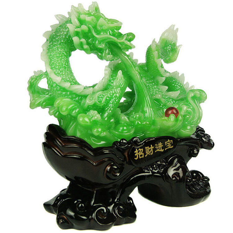 福善堂 龙吐珠摆件树脂工艺品 翠玉色