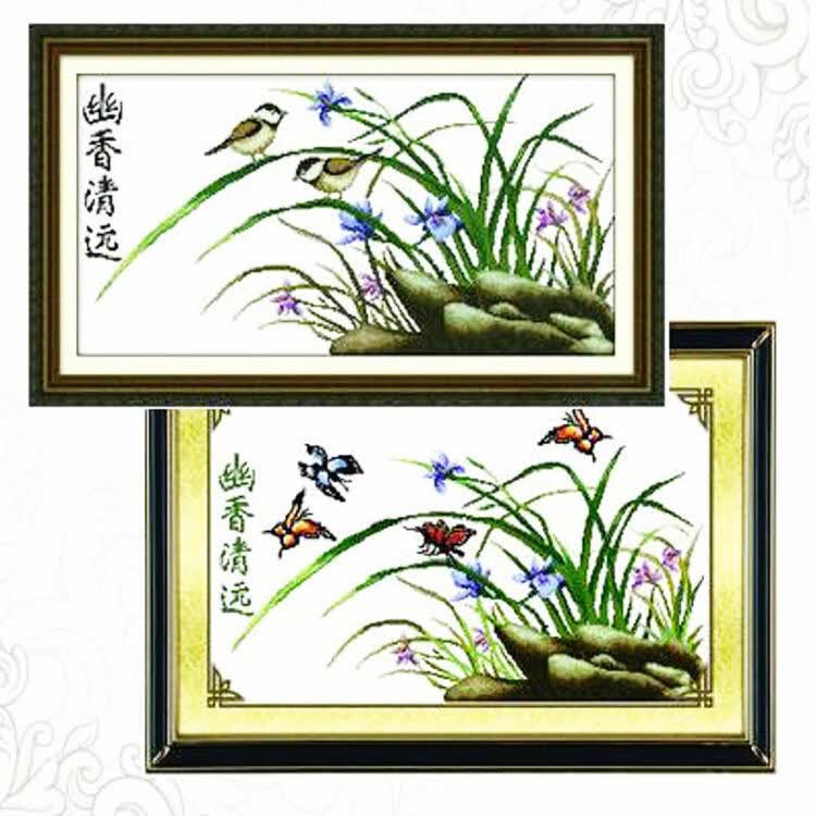 精准印花十字绣幽香清远十字绣新款客厅小挂画十字绣风景花草系列