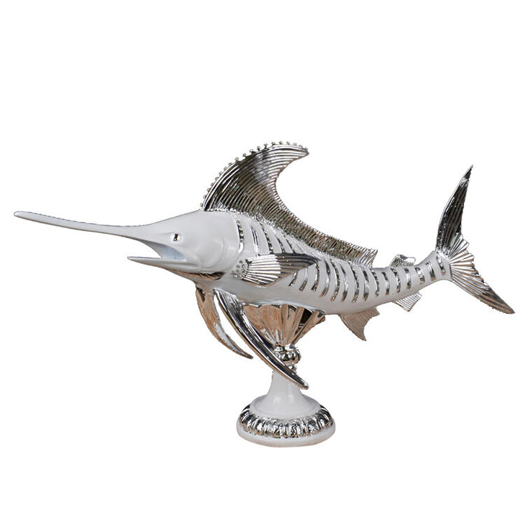 欧式家居饰品摆件开业礼品书房办公室工艺品剑鱼饰品摆件客厅装饰 白