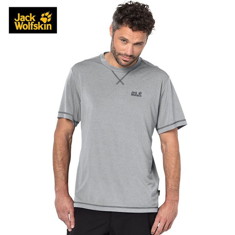 jackwolfskin 狼爪短袖男2018春夏款户外休闲圆领t恤1806171df