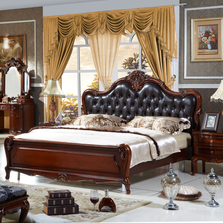 拉菲伯爵 美式床 美式实木床 美式皮双人床 欧式床1