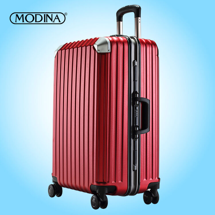 旅行箱 万向轮拉杆箱女 铝框 行李箱男 合金包角 摩迪纳 酒红色 24