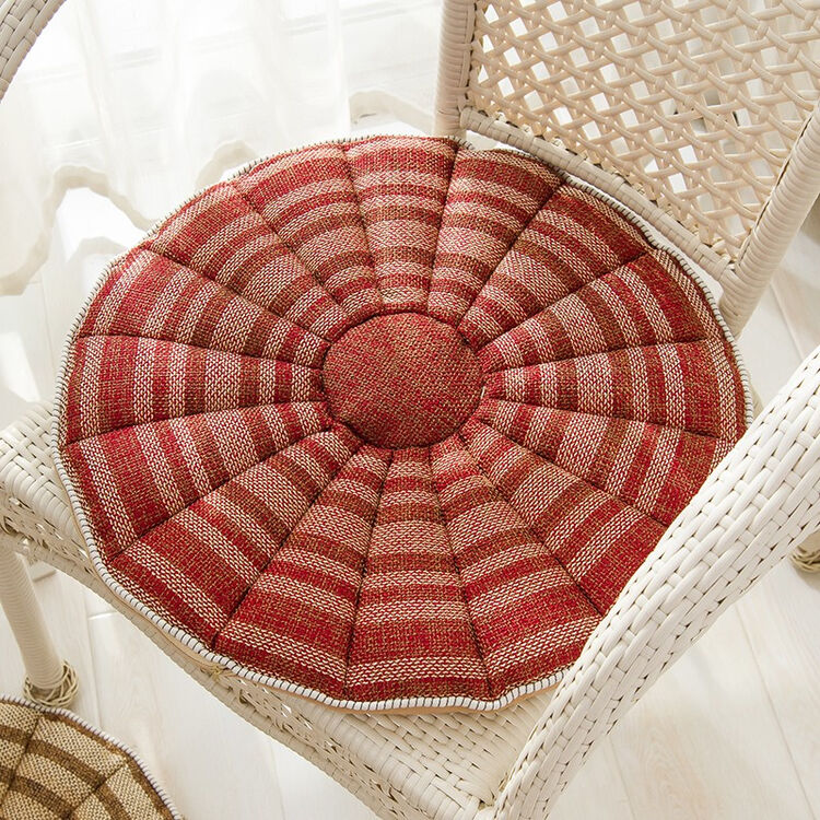 铭聚布艺亚麻风格办公室沙发床汽车午睡座垫椅垫腰靠背垫50*50cm 圆型