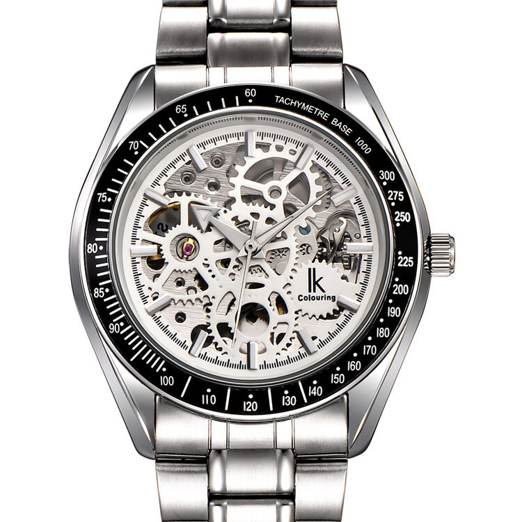 阿帕琦(ikcolouring)手表男士全自动机械表夜光男表时尚商务镂空男